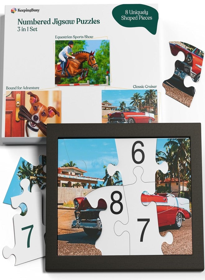 Keeping Busy Numbered 3 Pack Large Piece Puzzles for Seniors | Dementia Activities for Seniors Game Dementia Products for Elderly Alzheimers Activities (Numbered Puzzle) - Image 1